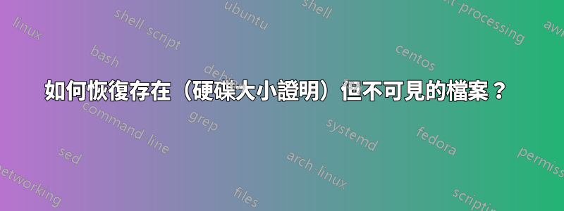 如何恢復存在(硬碟大小證明)但不可見的檔案?