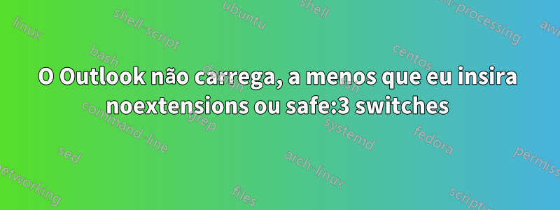 O Outlook não carrega, a menos que eu insira noextensions ou safe:3 switches