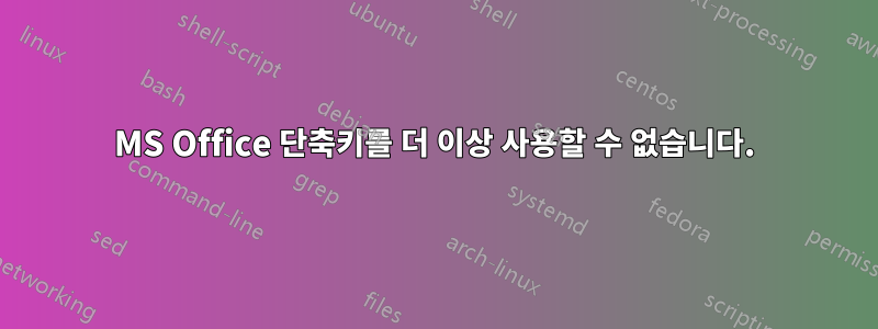 MS Office 단축키를 더 이상 사용할 수 없습니다.