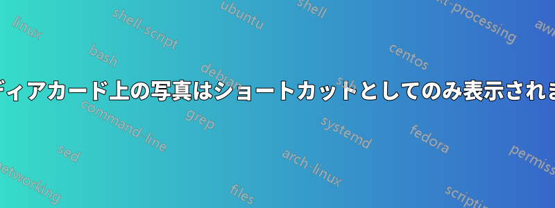 メディアカード上の写真はショートカットとしてのみ表示されます