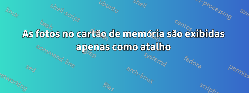 As fotos no cartão de memória são exibidas apenas como atalho