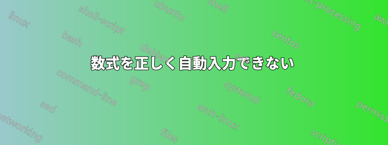 数式を正しく自動入力できない