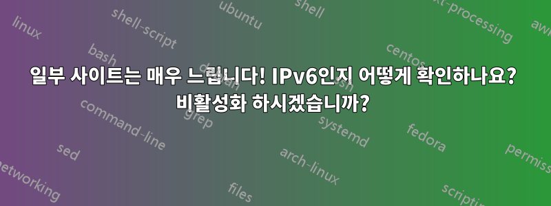 일부 사이트는 매우 느립니다! IPv6인지 어떻게 확인하나요? 비활성화 하시겠습니까?