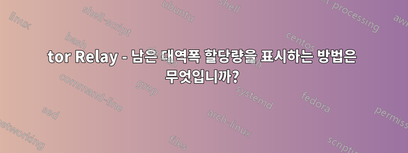 tor Relay - 남은 대역폭 할당량을 표시하는 방법은 무엇입니까?