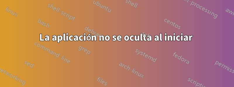 La aplicación no se oculta al iniciar
