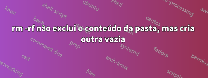 rm -rf não exclui o conteúdo da pasta, mas cria outra vazia