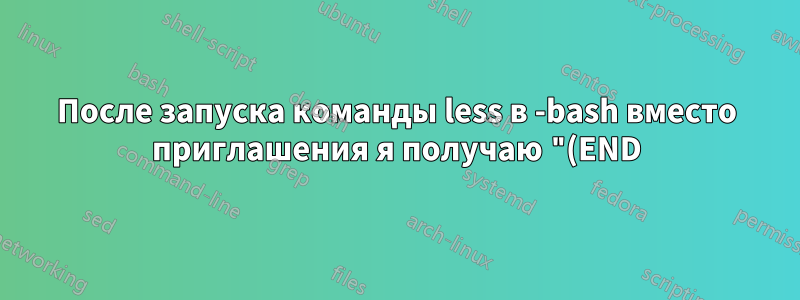 После запуска команды less в -bash вместо приглашения я получаю "(END) ". Что происходит, и как мне снова получить приглашение?