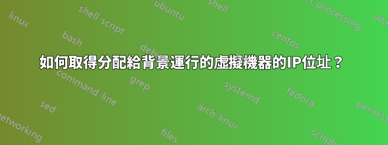 如何取得分配給背景運行的虛擬機器的IP位址？