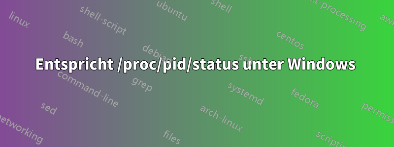 Entspricht /proc/pid/status unter Windows