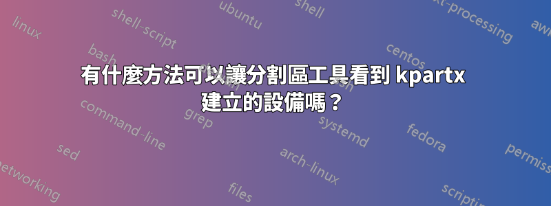 有什麼方法可以讓分割區工具看到 kpartx 建立的設備嗎？