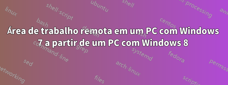 Área de trabalho remota em um PC com Windows 7 a partir de um PC com Windows 8