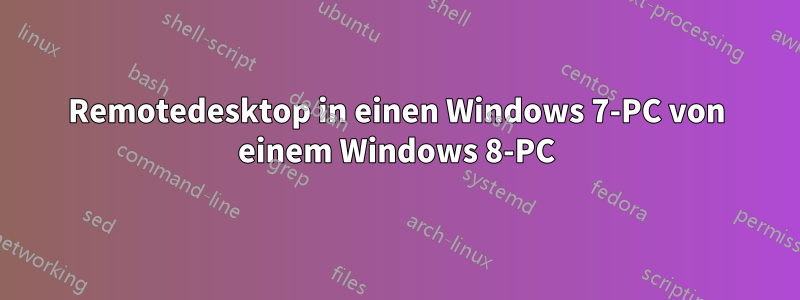 Remotedesktop in einen Windows 7-PC von einem Windows 8-PC