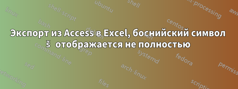 Экспорт из Access в Excel, боснийский символ š отображается не полностью
