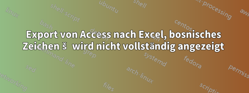 Export von Access nach Excel, bosnisches Zeichen š wird nicht vollständig angezeigt
