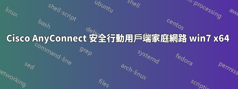 Cisco AnyConnect 安全行動用戶端家庭網路 win7 x64
