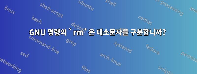 GNU 명령의 `rm`은 대소문자를 구분합니까?