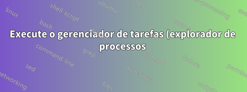 Execute o gerenciador de tarefas (explorador de processos) como administrador
