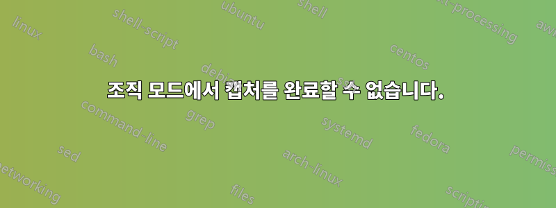 조직 모드에서 캡처를 완료할 수 없습니다.