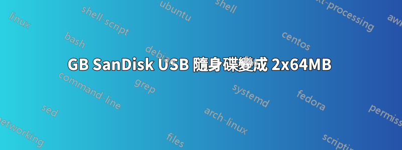 16GB SanDisk USB 隨身碟變成 2x64MB