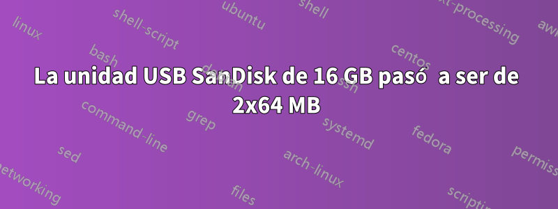 La unidad USB SanDisk de 16 GB pasó a ser de 2x64 MB