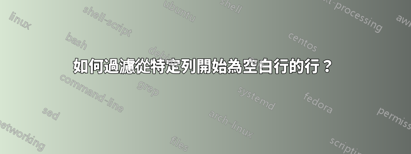 如何過濾從特定列開始為空白行的行？