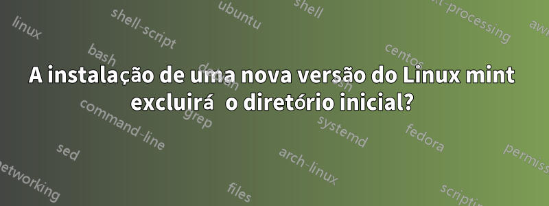 A instalação de uma nova versão do Linux mint excluirá o diretório inicial?