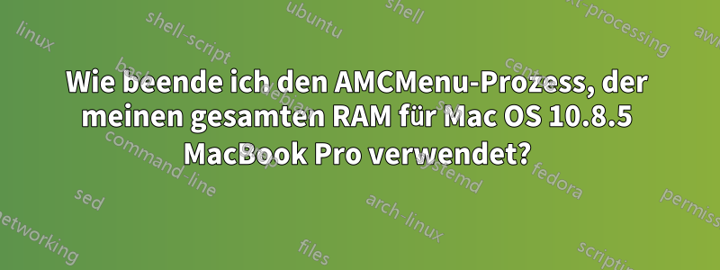 Wie beende ich den AMCMenu-Prozess, der meinen gesamten RAM für Mac OS 10.8.5 MacBook Pro verwendet?