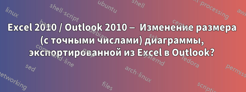 Excel 2010 / Outlook 2010 — Изменение размера (с точными числами) диаграммы, экспортированной из Excel в Outlook?