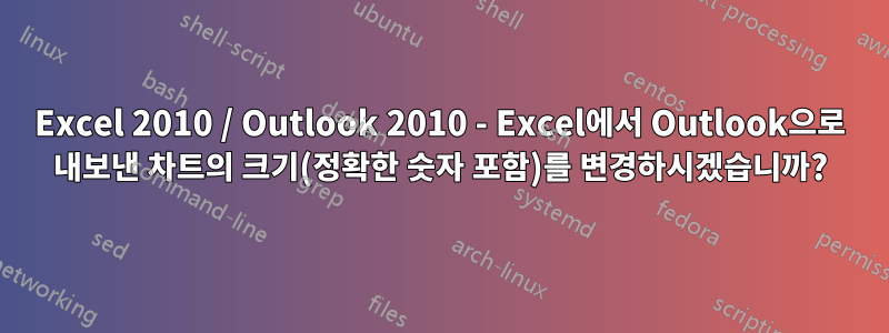 Excel 2010 / Outlook 2010 - Excel에서 Outlook으로 내보낸 차트의 크기(정확한 숫자 포함)를 변경하시겠습니까?