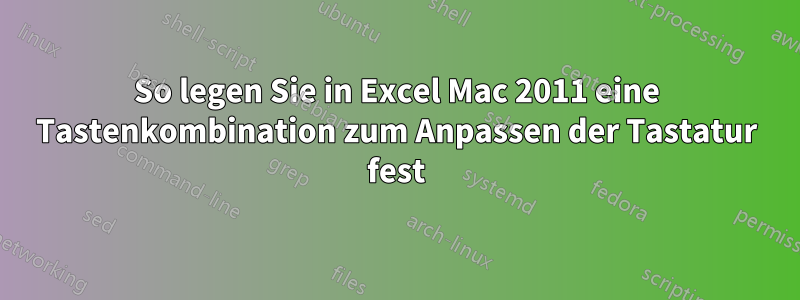 So legen Sie in Excel Mac 2011 eine Tastenkombination zum Anpassen der Tastatur fest
