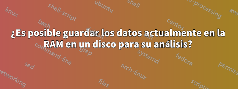 ¿Es posible guardar los datos actualmente en la RAM en un disco para su análisis?
