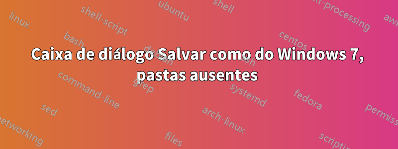 Caixa de diálogo Salvar como do Windows 7, pastas ausentes