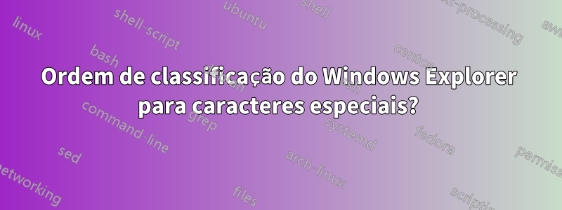 Ordem de classificação do Windows Explorer para caracteres especiais?