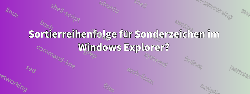 Sortierreihenfolge für Sonderzeichen im Windows Explorer?