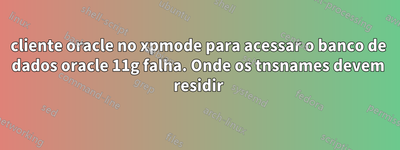 cliente oracle no xpmode para acessar o banco de dados oracle 11g falha. Onde os tnsnames devem residir