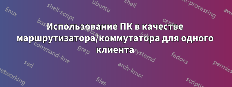 Использование ПК в качестве маршрутизатора/коммутатора для одного клиента