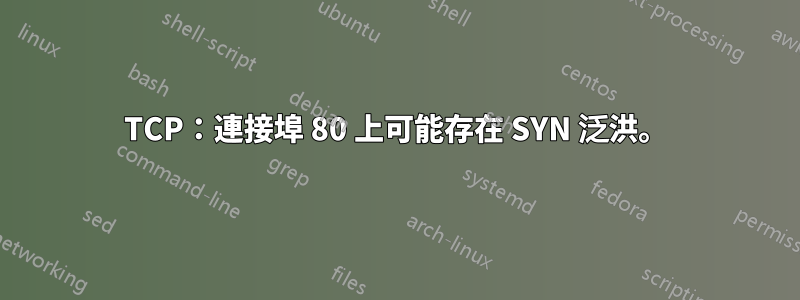 TCP：連接埠 80 上可能存在 SYN 泛洪。