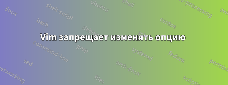 Vim запрещает изменять опцию