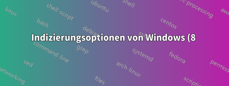 Indizierungsoptionen von Windows (8) zurücksetzen