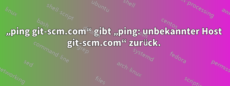 „ping git-scm.com“ gibt „ping: unbekannter Host git-scm.com“ zurück.