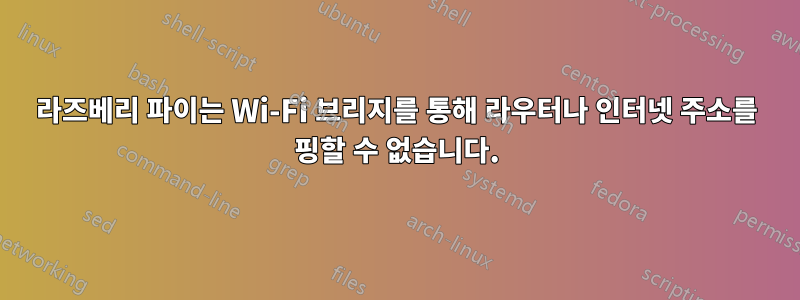 라즈베리 파이는 Wi-Fi 브리지를 통해 라우터나 인터넷 주소를 핑할 수 없습니다.