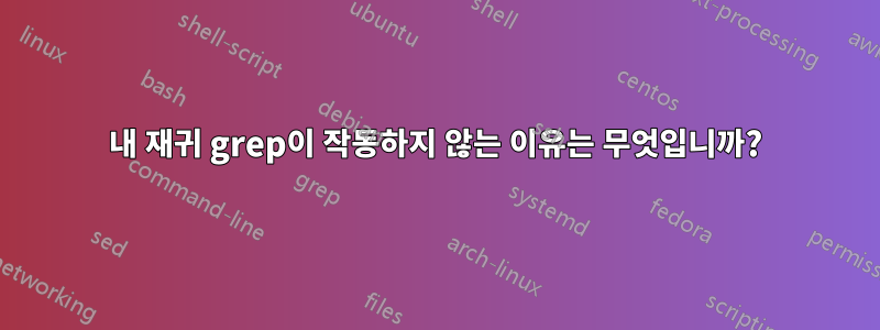 내 재귀 grep이 작동하지 않는 이유는 무엇입니까?
