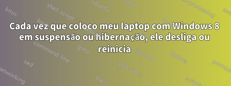 Cada vez que coloco meu laptop com Windows 8 em suspensão ou hibernação, ele desliga ou reinicia