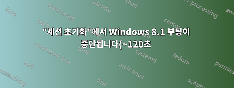 "세션 초기화"에서 Windows 8.1 부팅이 중단됩니다(~120초).