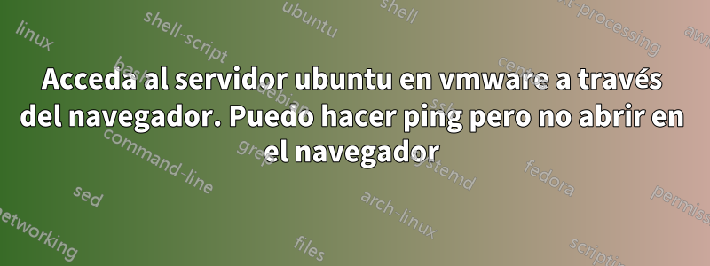 Acceda al servidor ubuntu en vmware a través del navegador. Puedo hacer ping pero no abrir en el navegador