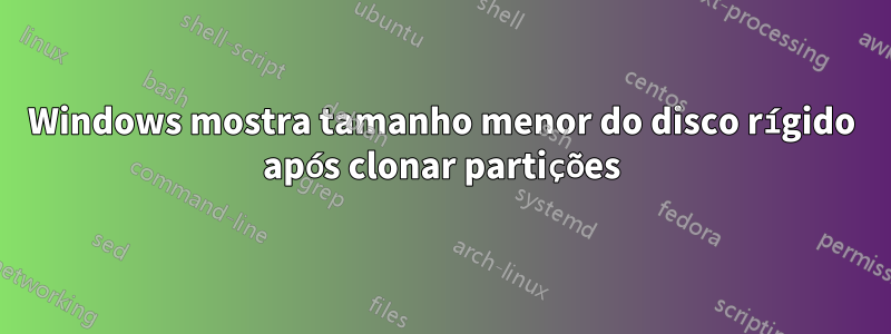 Windows mostra tamanho menor do disco rígido após clonar partições