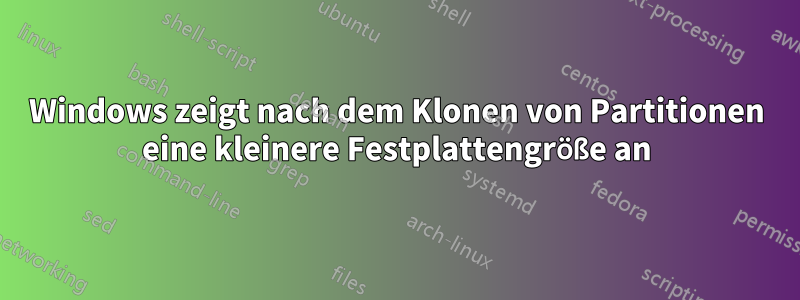 Windows zeigt nach dem Klonen von Partitionen eine kleinere Festplattengröße an