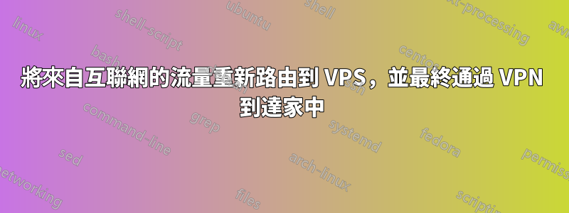 將來自互聯網的流量重新路由到 VPS，並最終通過 VPN 到達家中