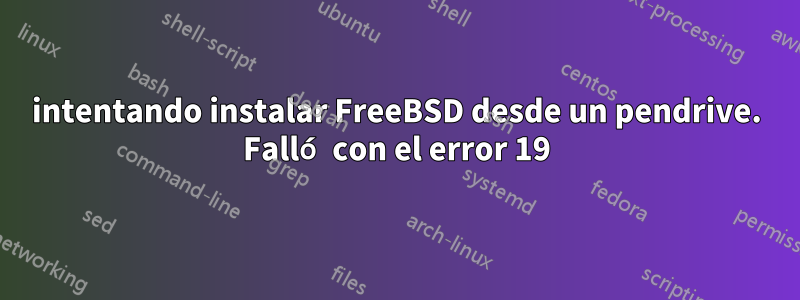 intentando instalar FreeBSD desde un pendrive. Falló con el error 19