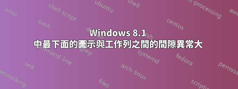 Windows 8.1 中最下面的圖示與工作列之間的間隙異常大